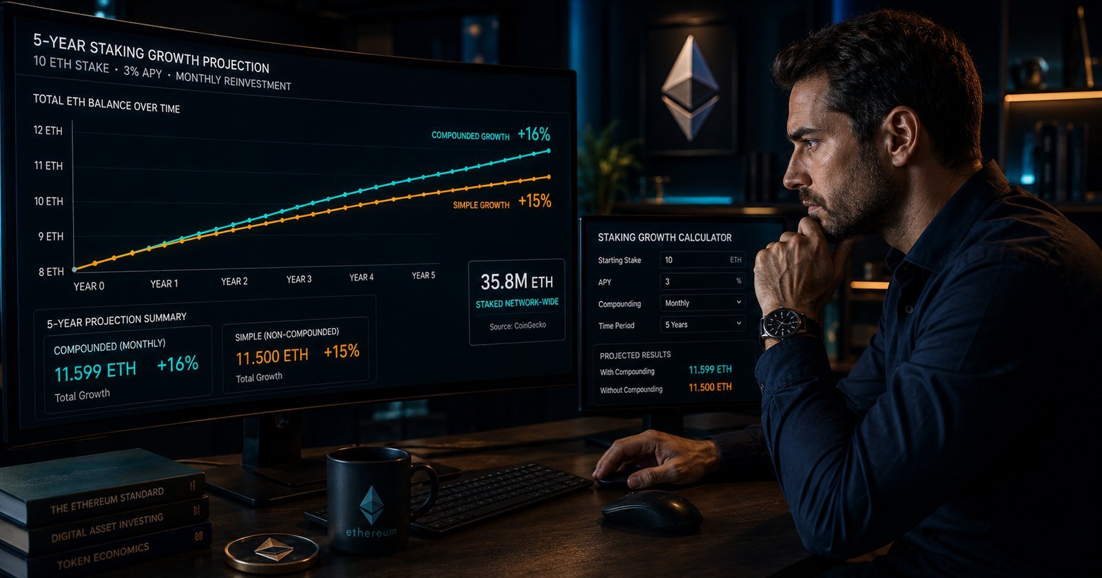 How to Model Long-Term Staking Growth with Reinvestment Assumptions