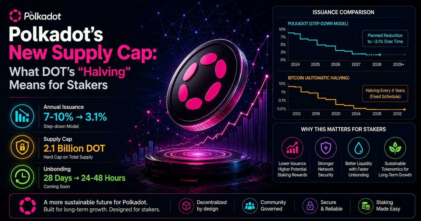 Polkadot’s New Supply Cap: What DOT’s “Halving” Means for Stakers